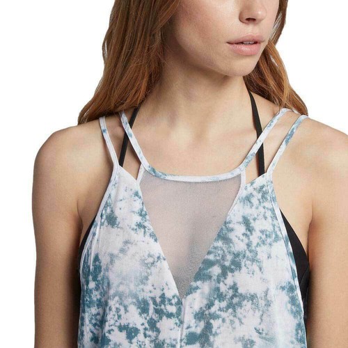 Hurley Reversible Maxi Dress Wash Asymmetrical Hem Cover-Up White Blue Small