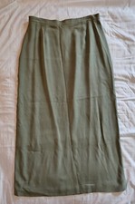 Casual Corner Mint Green Color 100  Silk Long A-Line Fully Lined Skirt Size 14