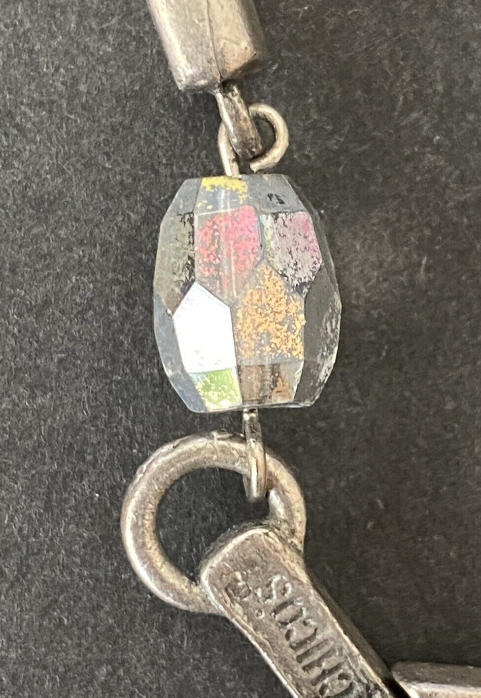 CHICO'S Silver Tone Double Square Multi Color Rhi… - image 5