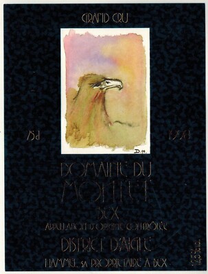 Weinetikett (1998) Grand Cru - Adlerdistrikt - D. du Montet-Bex-Suisse-R.436b