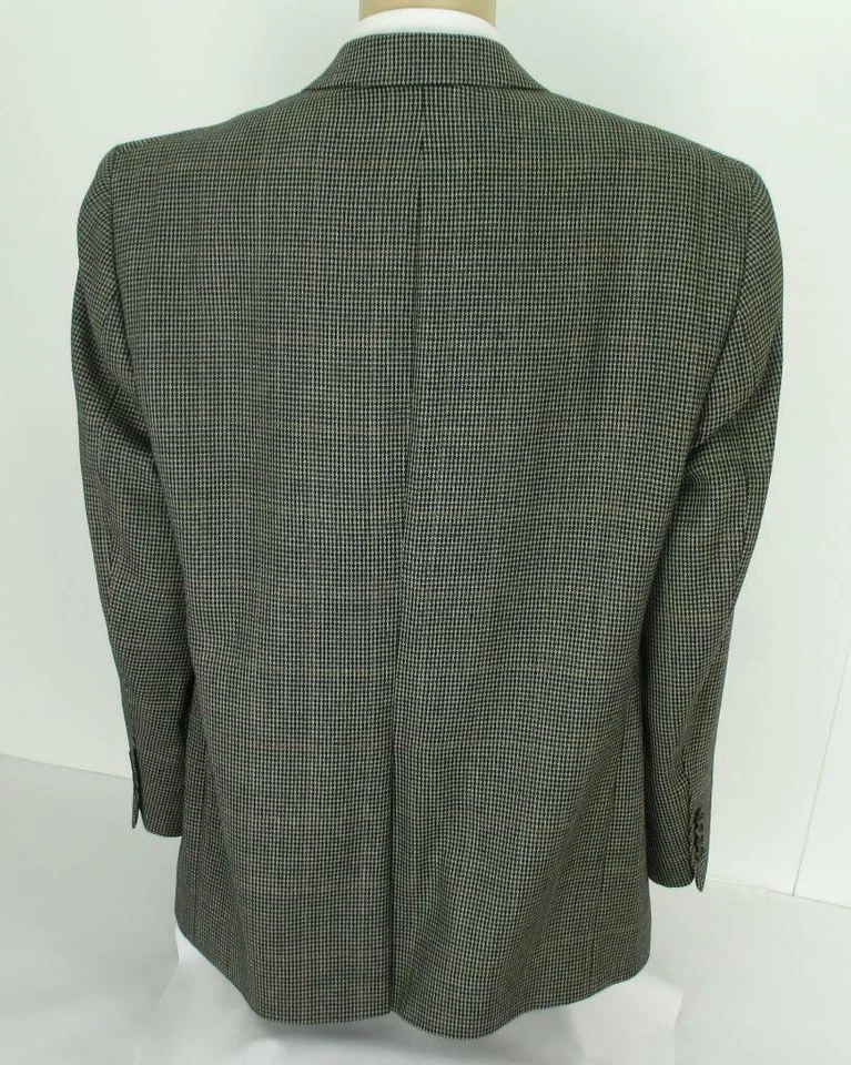 48 R Jos A Ufer Schwarz Elfenbein Seide Wolle Tweed 2 Knöpfe Herren Jacke Sport - Bild 3 von 4