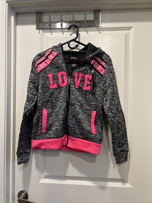 Thrill  94 Hoodie Gray With Pink  LOVE  Accent Jr Size L 
