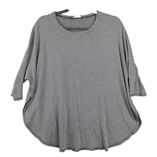 Poetry Tunic Top Women XL Black White Striped Round Hem Shirt Slouch Minimalist