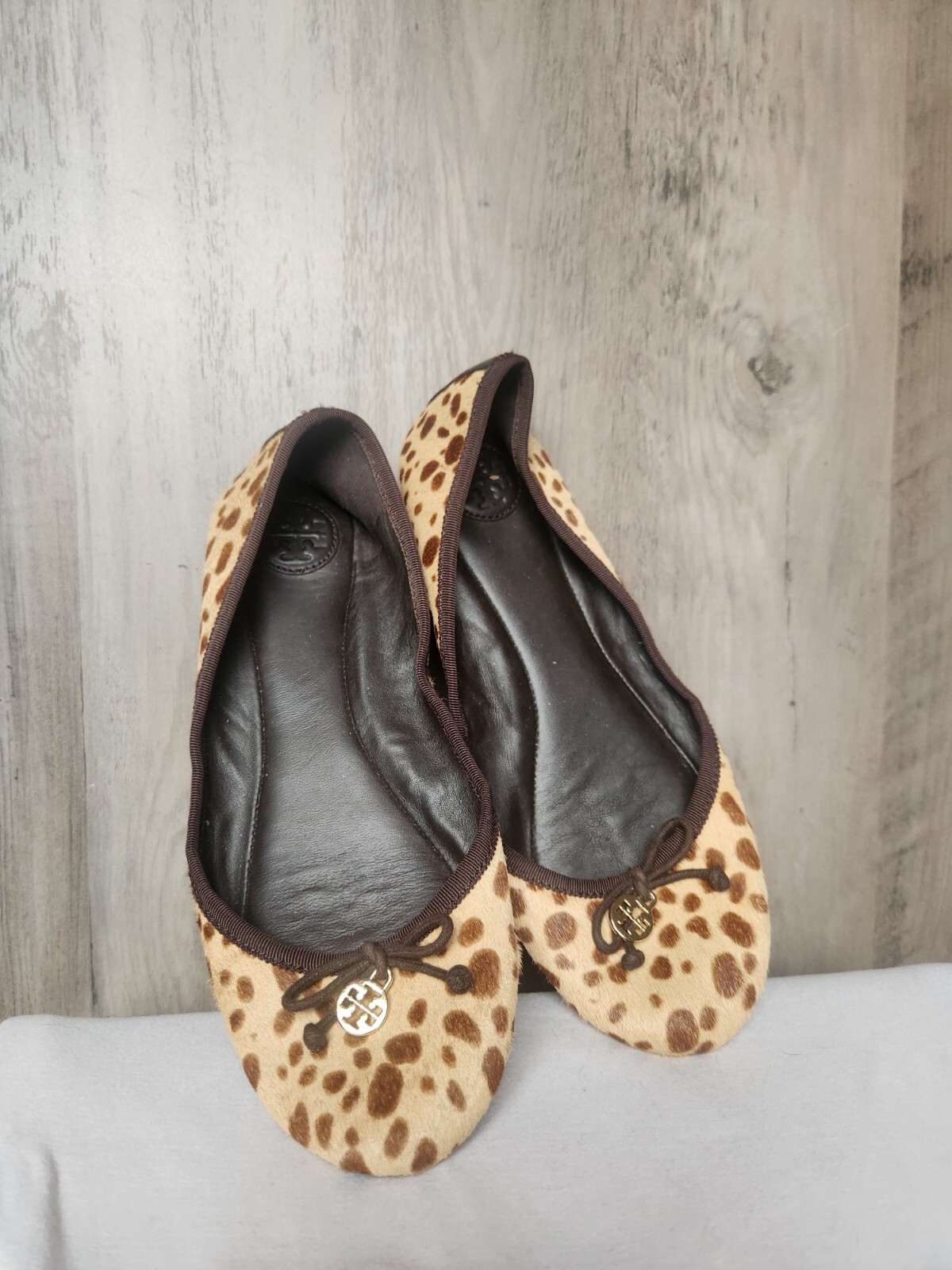 Tory Burch Cheetah Printed Balerina Pump Flats Size 7.5 M Women's image 3