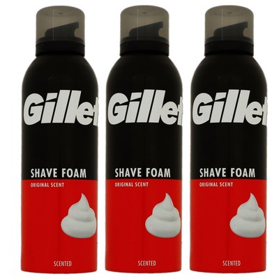 Gillette Shave Foam Rasierschaum 3 x 200 ml Original Scent für normale Haut Set