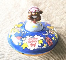 Vintage Ohio Art Metal Toy Spinning Top Sleepy Teddy