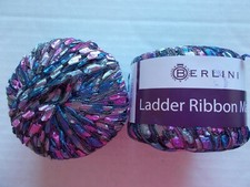 Berlini Ladder Ribbon Maxi trellis yarn, blue/lavender, lot of 2 98 yds ea ,