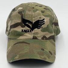Eagle Strap Back Baseball Cap - USA Made - Camouflage Adjustable Hat - EUC