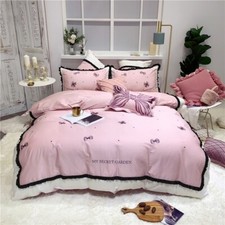 Luxury Egyptian Cotton Bedding Set with Ruffled Pillowcase Extra Large 4 Pieces