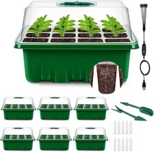 Plant Propagator Seed Tray Set with Full Spectrum USB Grow Lights (Pack of 6)
