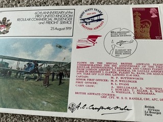 RAF SIGNED COVER SIGNED BY CAPTAIN ALAN CAMPBELL AFC AVIATION RECORD HOLDER.