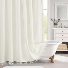 Boho Extra Long Shower Curtain 72 x 96,Ivory Modern Farmhouse 96 inch XL