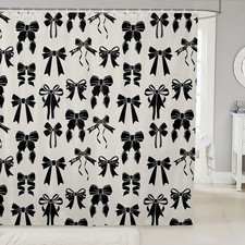 Bow Bath Curtain 72"x72" Black Bow Shower Curtain for Kids Boys Girls Decor C...