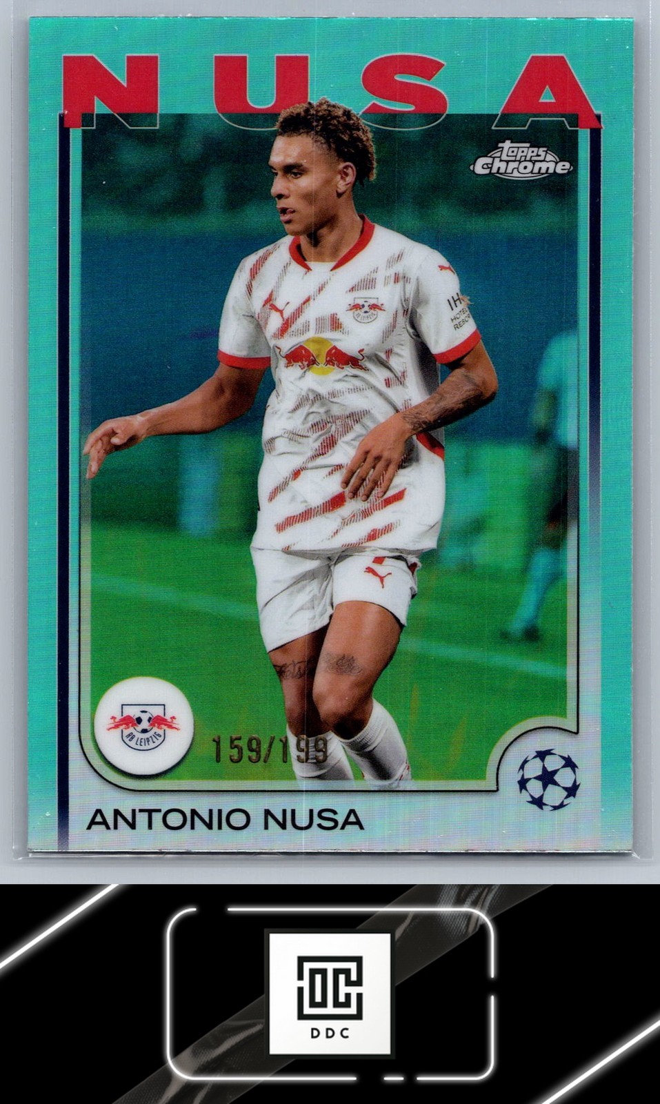 2024-25 Chrome UEFA Competitions Antonio Nusa #175 Aqua Refractor /199