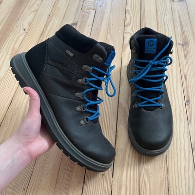 Merrell Mens Black Blue Waterproof Fleece Lined Hiking Boots J309574C Size 11.5