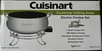 Cuisinart CFO-3SS Electric Fondue Pot Set Stainless Steel 1000W (Tested-Working)