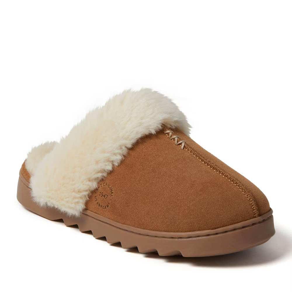 Dearfoams Womens Helena Genuine Suede Scuff House Shoe Slipper - Chestnut Size 6590₽