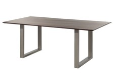 Esstisch stabil Akazie 180x90 braun U-Beine silber matt Küchentisch massiv groß