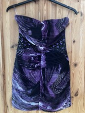 Lipsy Strapless Dress With Side Panel In Purple Colour Size 10