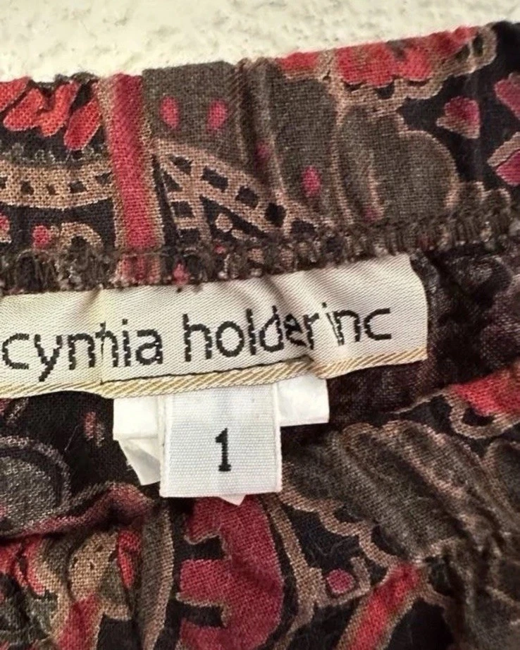 Pantalones Boho Ligeros Pierna Ancha Mujer M Rojo Paisley Mezcla Lana Foto 4 de 4