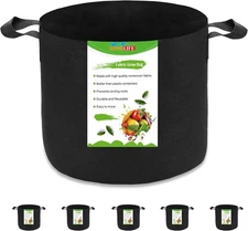 5-Pack 5 Gallon Plant Grow Bags, Heavy Duty Aeration Fabric Pots with Handles fo