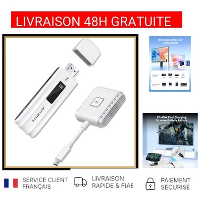 Lemorele Émetteur Récepteur HDMI Sans Fil USB C 50m 1080p 5G PC Mac i TV - Photo 1/4