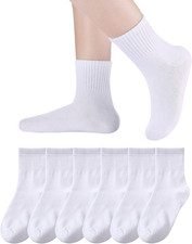 Kids Athletic Crew Socks Boys Girls Cotton School Uniform Casual Basic Socks 6 P