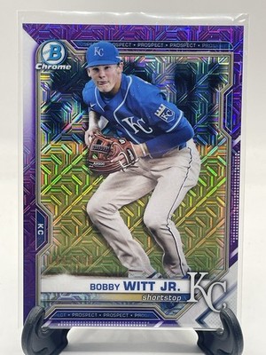 2021 Bowman Chrome BCP-193 Purple Mega Refractor Bobby Witt Jr #d 44/250 Royals