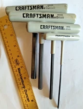 FOUR VINTAGE CRAFTSMAN METRIC T-HANDLE HEX KEY WRENCHES 10mm, 8mm, 6mm, 3mm