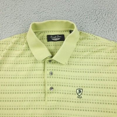 Straight Down Polo Shirt Mens Large Green Geometric Golf Performance 1926 Logo