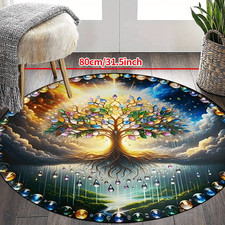 100cm 100cm1pc Non-Slip Round Mat - Machine Washable Mat with Anti-Slip Backing,