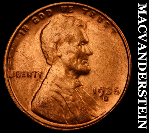 1935-S Lincoln Wheat Cent- Choice Gem Brilliant Uncirculated Luster #i9739