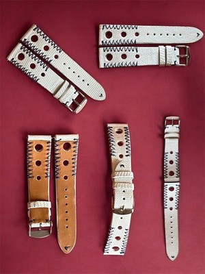 Genuine lizard leather watch strap, handcrafted. Size: 21mm/18mm