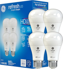 GE Refresh LED Light Bulbs, 10 Watts 60 Watt Eqv Daylight HD Light, A19 Standa