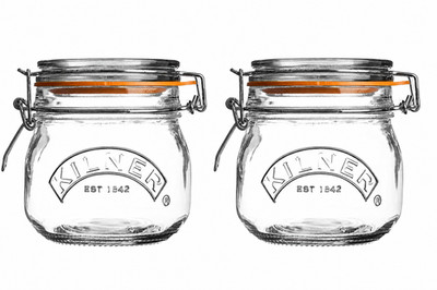 Kilner Rund Glas Klein Marmelade Kräuter Glas Clip Top Küche Aufbewahrung 2 x 0,5 L Klar