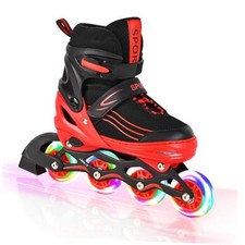 Adjustable Kids Inline Skates Girls Boys, Small - Little Kids Black Red
