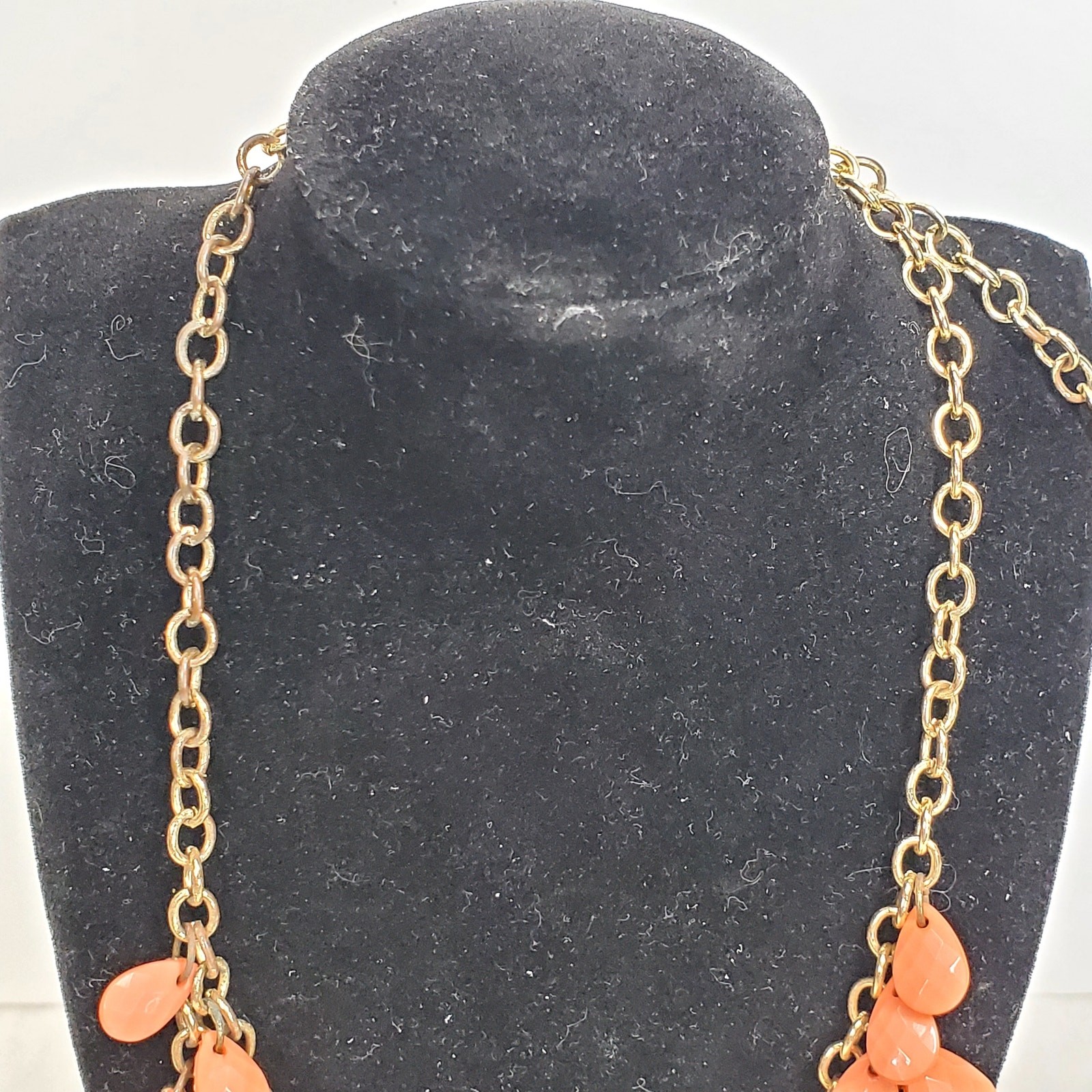 Statement Necklace Bubble Dangle Drop Gold Tone C… - image 3