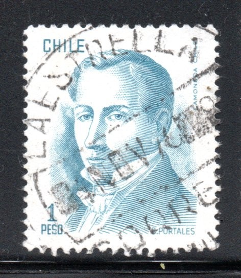 CHILE – 1 Peso stamp – rare LA ESTRELLA cancellation – small town postmar   #FE9