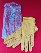 Vtg Van Raalte Camel Brown Leather Gloves 70s Size 7 MCM Retro Soft NEW Beige