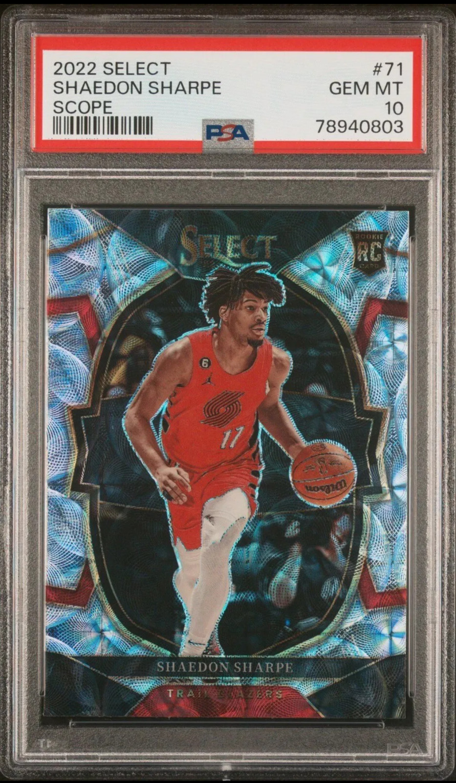 Shaedon Sharpe PSA 10 GEM MINT 2022-23 Panini Select Scope Prizm RC #71 Blazers