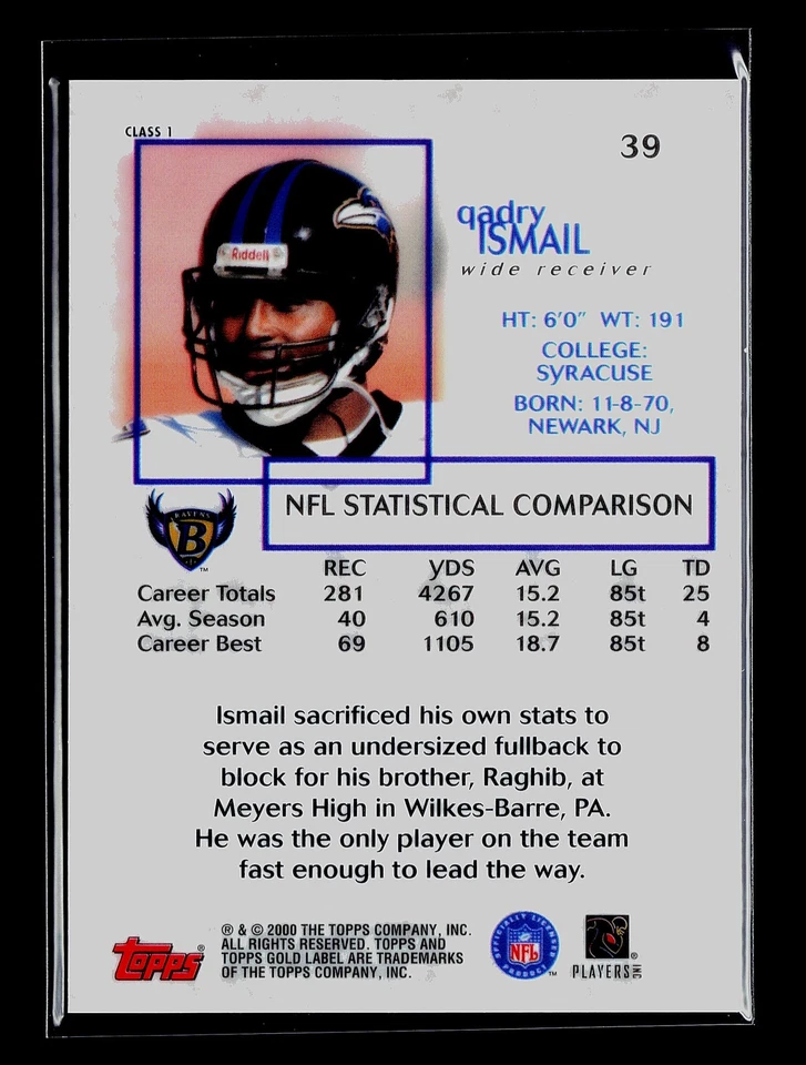 2000 Topps Gold Label Qadry Ismail #39 - Image 2 of 2