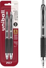 Retractable Gel Pens, Medium Point 0.7mm, Black Ink, 2 Pack