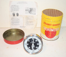 Vintage Stewart-warner Portable Tachometer Model 757-w In Original Tin Usa Made