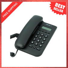 Corded Landline Phone with LCD Caller ID Black Basic Desk Wall Mountable for