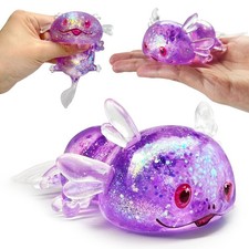 ZTATU Axolotl Squishy Fidget Toys for Kids 3In 4.72In 1.57In, Glitter Purple