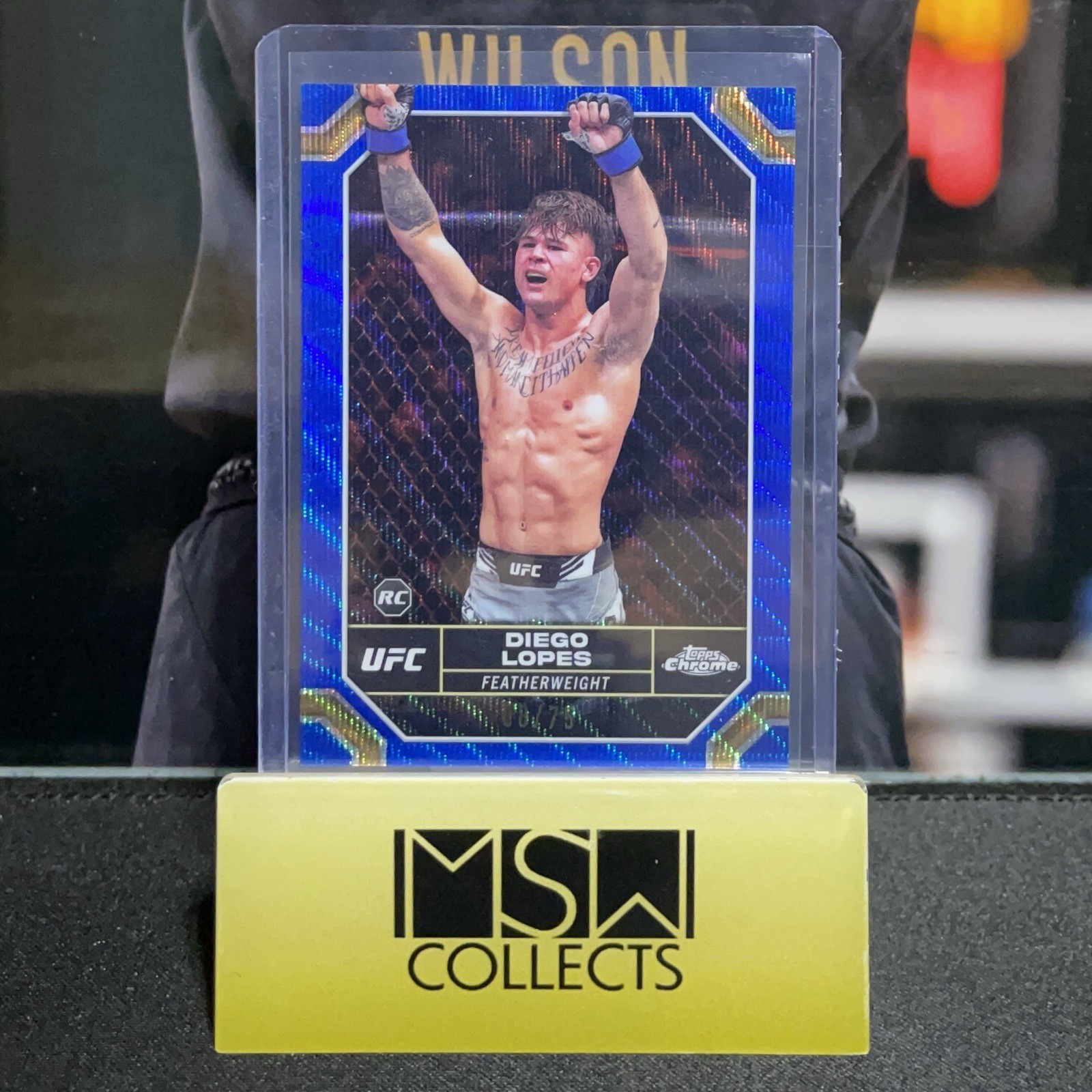 2024 Topps Chrome UFC #26 Diego Lopes Blue Wave Refractor RC 8/75