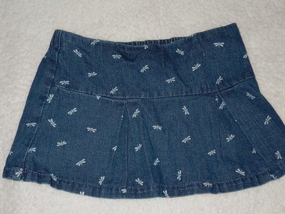 Toughskins Girls Denim Pleated Skirt  Dragonfly Print 100% Cotton (kids)