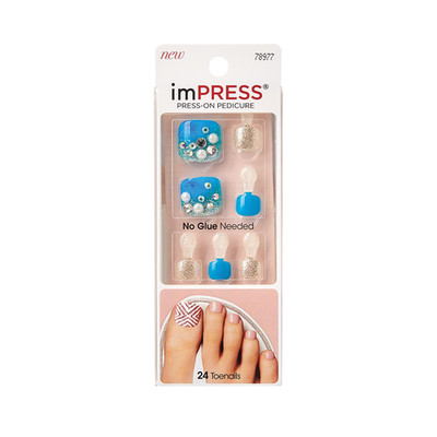 Falsche Fußnägel Aqua imPRESS Press-On Pediküre von KISS, 1 Set