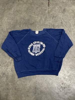 Vintage Fraternity Greek Sweatshirt Mens Large Blue Long Sleeve 80s College