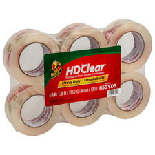 Duck HD Clear Heavy Duty Packing Tape, 1.88  X109Yd 3" Core, 6 Rolls 299016 